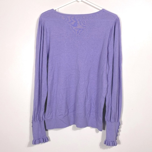 Ralph Lauren Black Label Purple Puff Sleeve Sweater with Ruffle Cuff Large - Picture 3 of 12